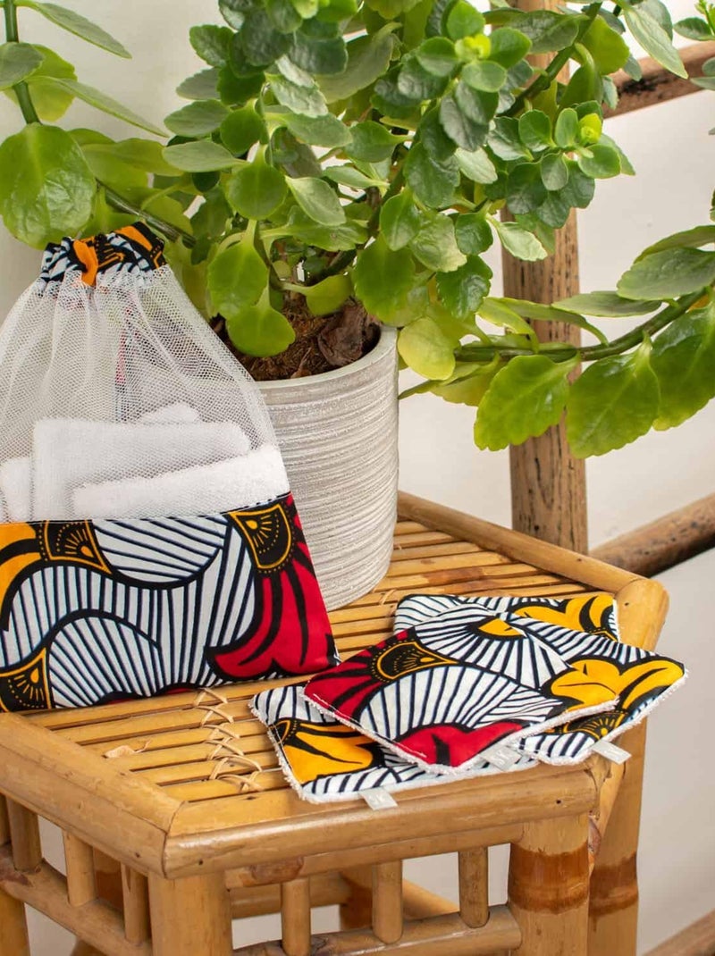 SEVIRA KIDS | Lingettes lavables 8 pièces Wax Fleurs de mariage Rouge - Kiabi