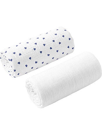 SEVIRA KIDS | Lot de 2 Draps housses couffin en gaze de coton Lovio