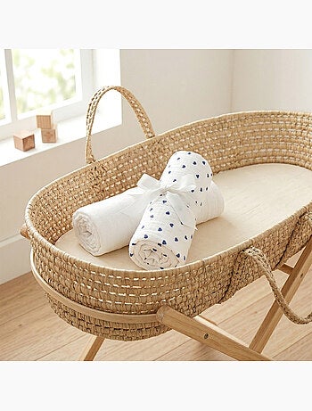 SEVIRA KIDS | Lot de 2 Draps housses couffin en gaze de coton Lovio