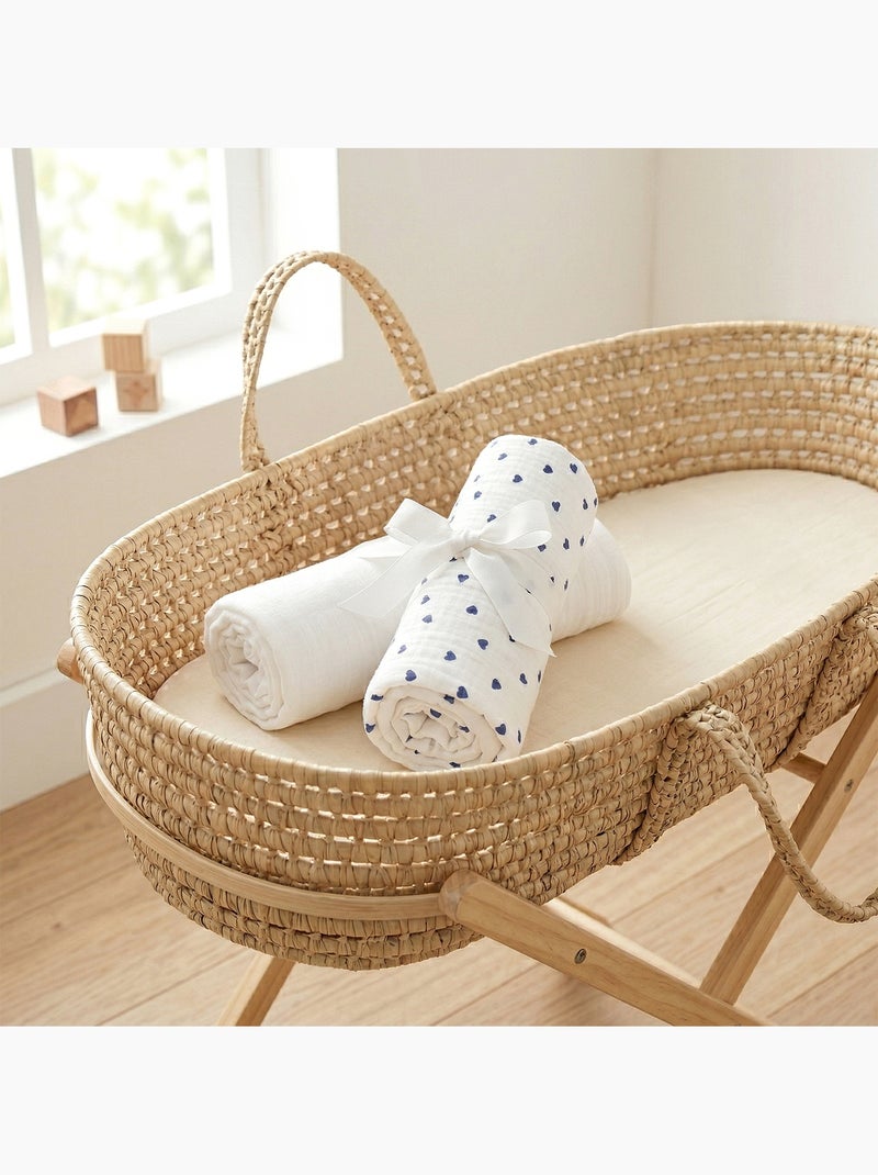 SEVIRA KIDS | Lot de 2 Draps housses couffin en gaze de coton Lovio Bleu - Kiabi