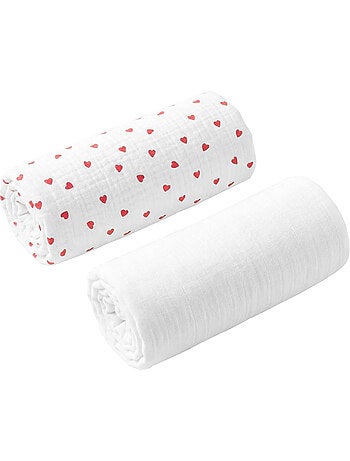 SEVIRA KIDS | Lot de 2 Draps housses couffin en gaze de coton Lovio