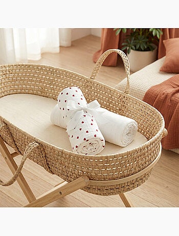 SEVIRA KIDS | Lot de 2 Draps housses couffin en gaze de coton Lovio