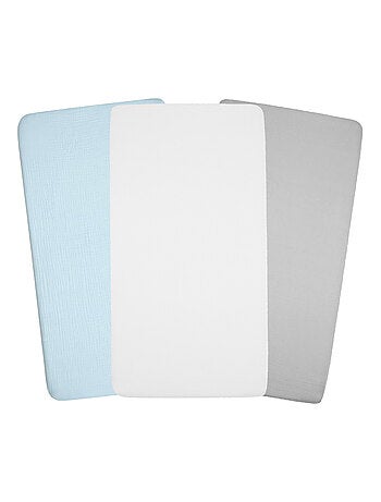 SEVIRA KIDS | Lot de 3 draps housse berceau en gaze de coton Uni
