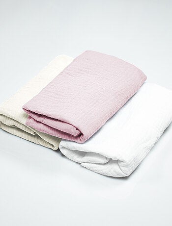 SEVIRA KIDS | Lot de 3 Draps housses couffin en gaze de coton Pastel