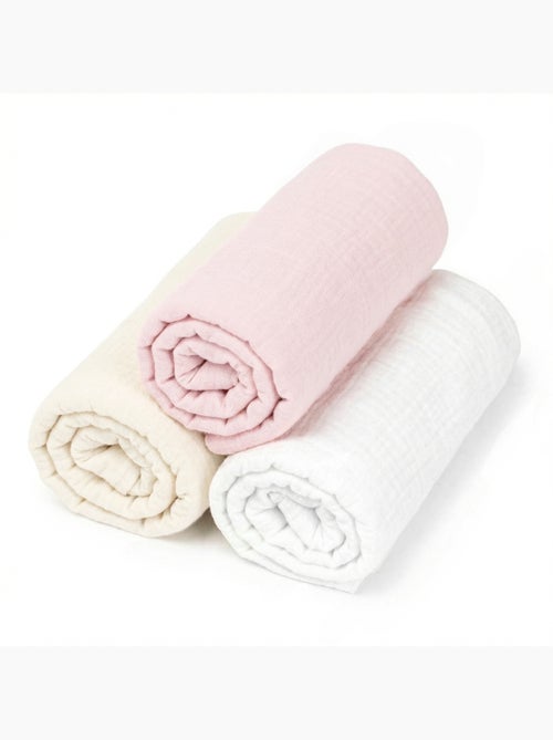 SEVIRA KIDS | Lot de 3 Draps housses couffin en gaze de coton Pastel - Kiabi
