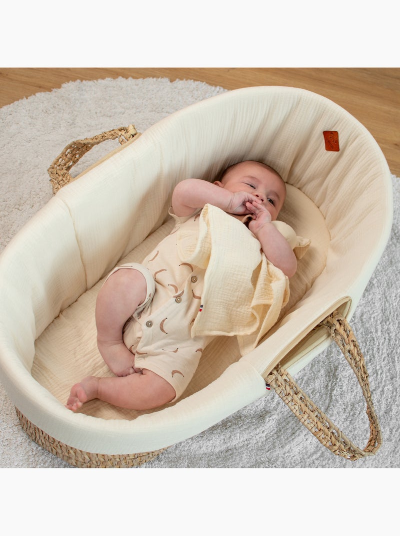 SEVIRA KIDS | Lot de 3 Draps housses couffin en gaze de coton Pastel Rose - Kiabi