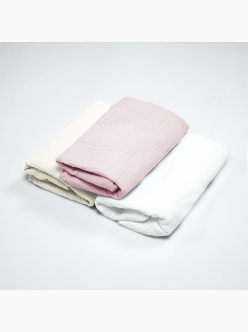 SEVIRA KIDS | Lot de 3 Draps housses couffin en gaze de coton Pastel - Kiabi