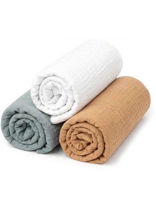 SEVIRA KIDS | Lot de 3 Draps housses couffin en gaze de coton Tendance - Kiabi