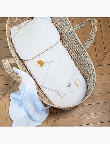 SEVIRA KIDS | Lot de 3 Draps housses couffin en gaze de coton Uni