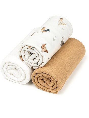 SEVIRA KIDS | Lot de 3 draps housses couffin panier moïse coton Gallina