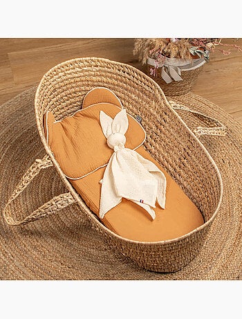 SEVIRA KIDS | Lot de 3 draps housses couffin panier moïse coton Gallina