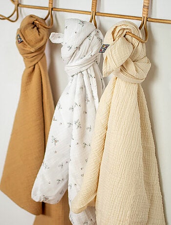 SEVIRA KIDS | Lot de 3 maxi langes melody écru et camel