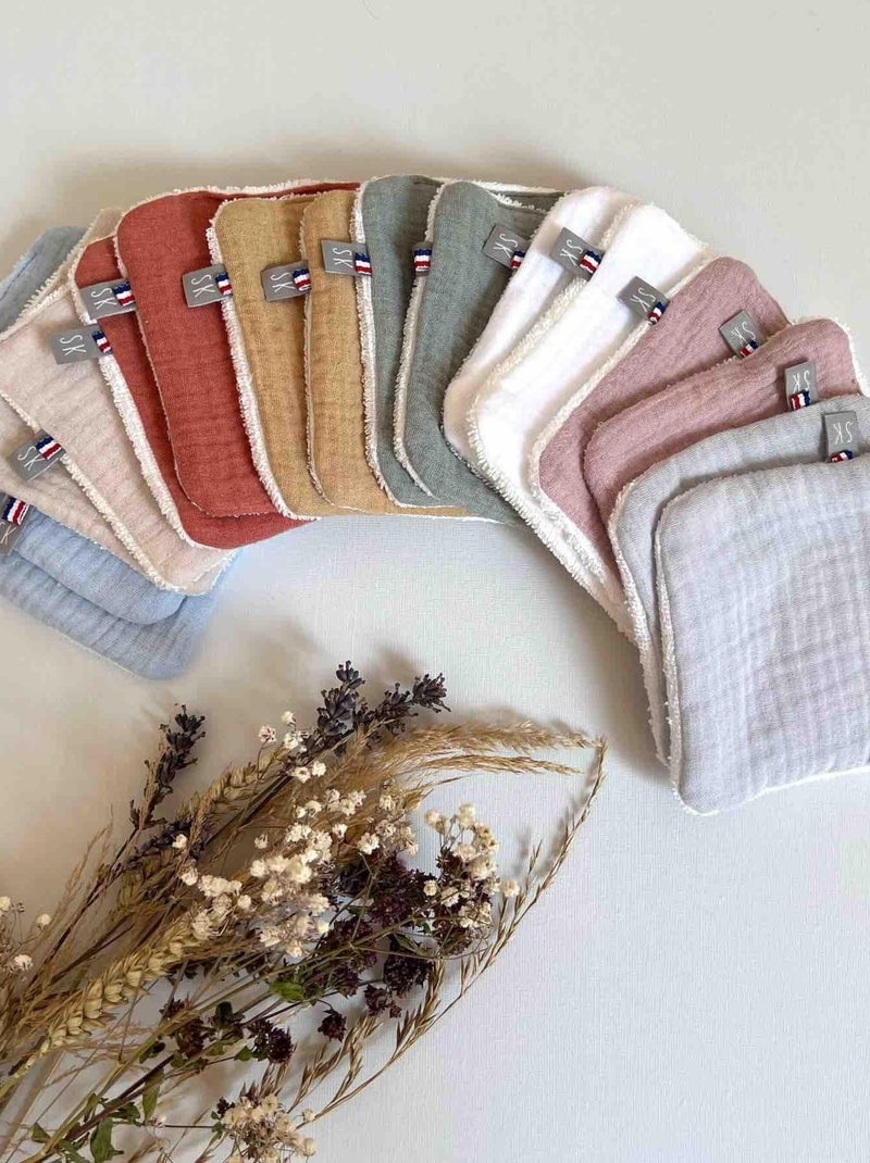 SEVIRA KIDS | Lot de 8 lingettes lavables bambou et gaze de coton Jeanne Multicolore - Kiabi