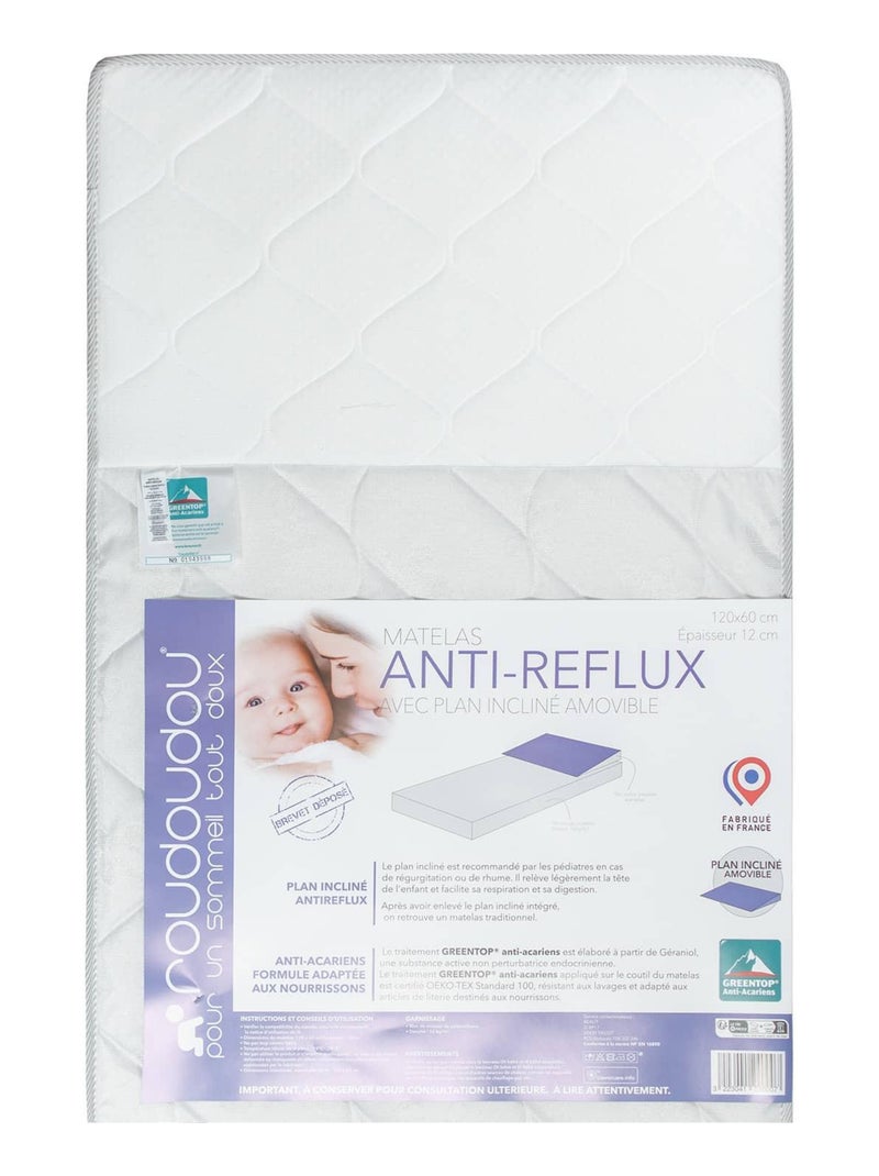 SEVIRA KIDS | Matelas bébé Anti-Reflux avec Plan Incliné amovible - Made in France Blanc - Kiabi