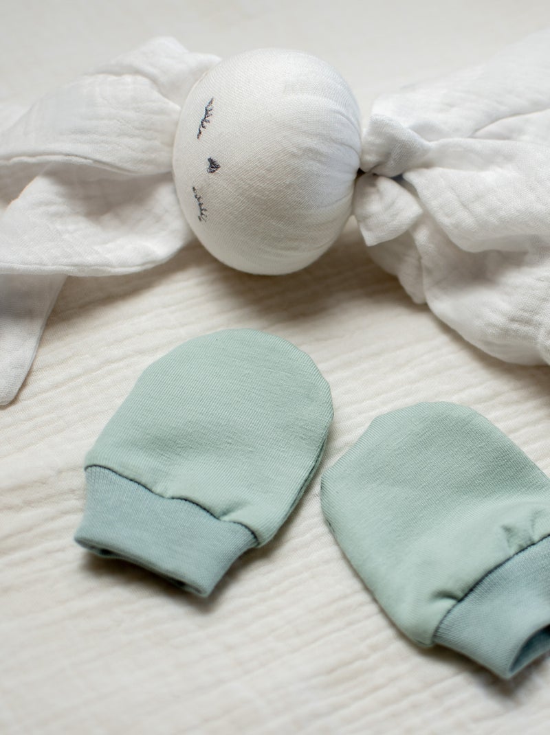 SEVIRA KIDS | Moufles naissance en coton gants bébé anti griffures Vert - Kiabi