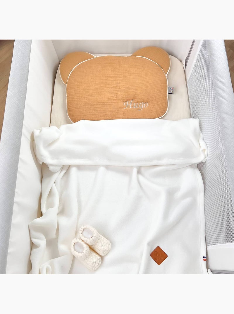 SEVIRA KIDS | Oreiller bébé plat ourson en gaze de coton Jeanne Ecru - Kiabi
