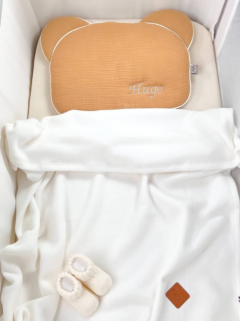 SEVIRA KIDS | Oreiller bébé plat ourson en gaze de coton Jeanne Marron clair - Kiabi