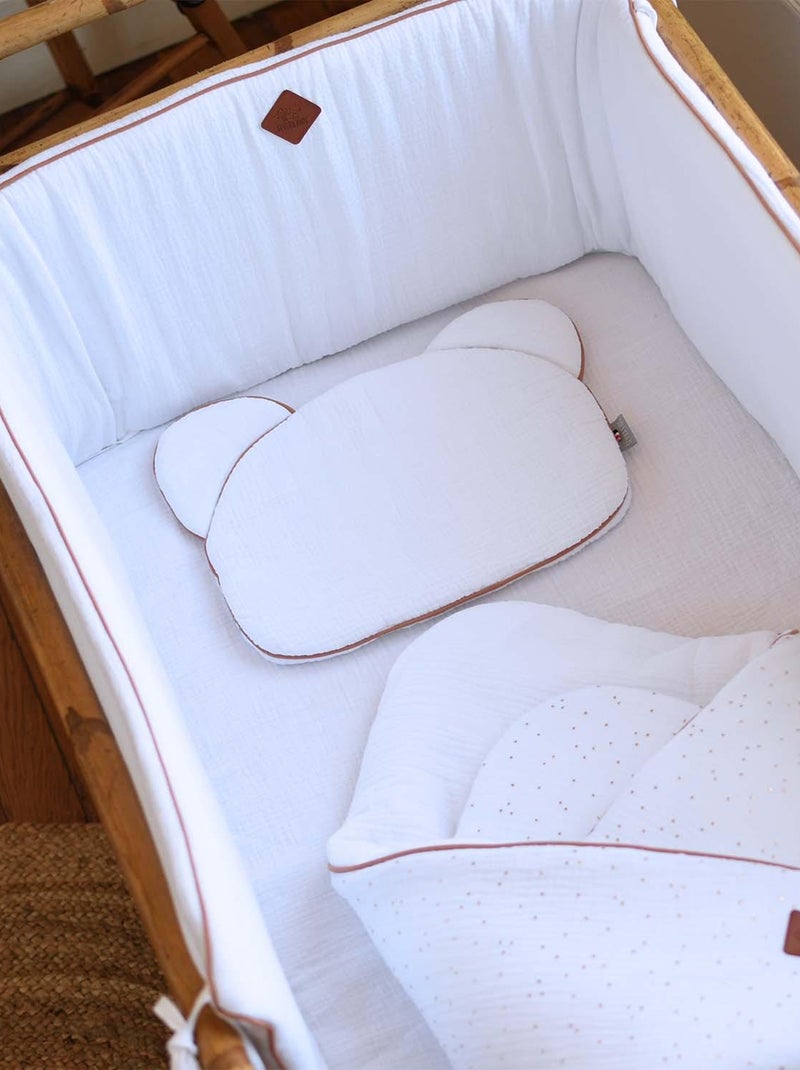 SEVIRA KIDS | Oreiller bébé plat ourson en gaze de coton Jeanne Vieux rose - Kiabi