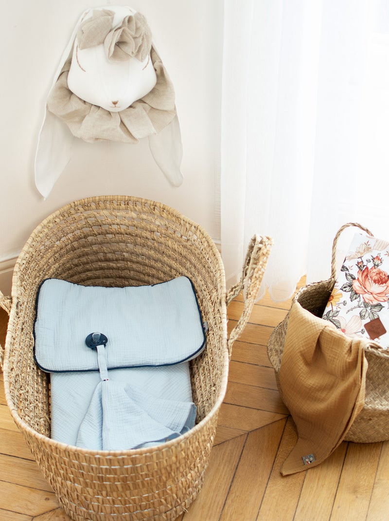 SEVIRA KIDS | Oreiller plat en gaze de coton Jeanne Bleu - Kiabi