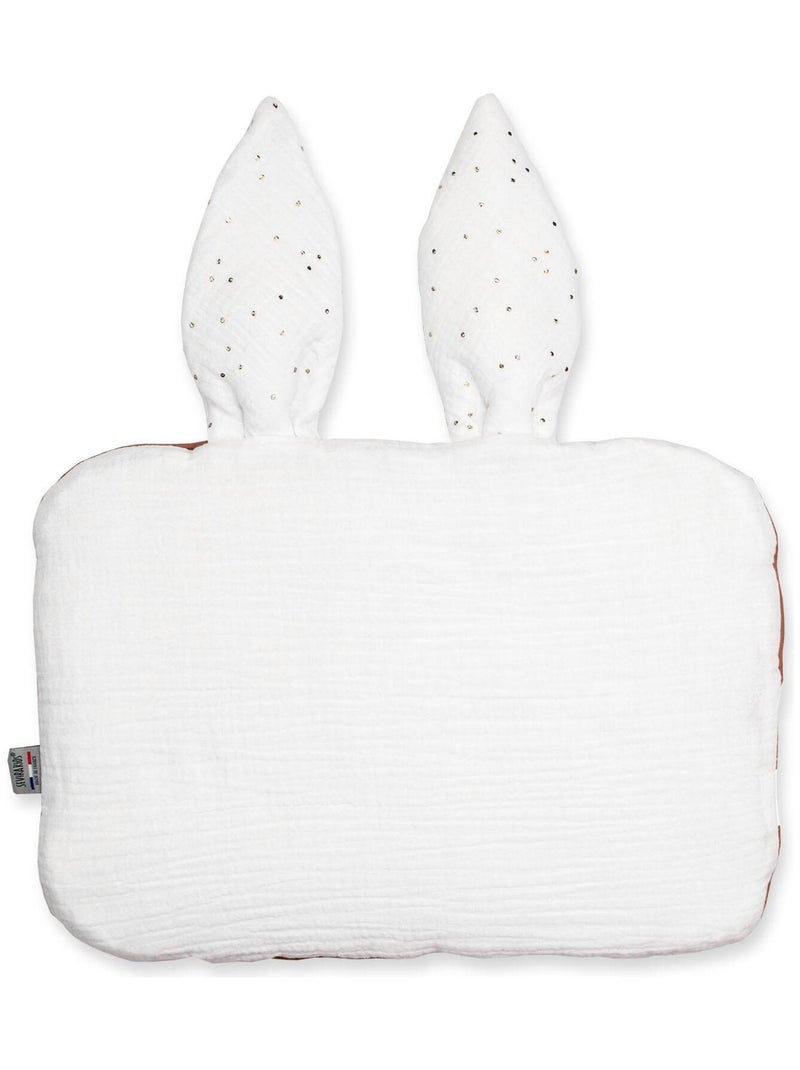 SEVIRA KIDS | Oreiller plat lapin en gaze de coton Jeanne Blanc Doré - Kiabi