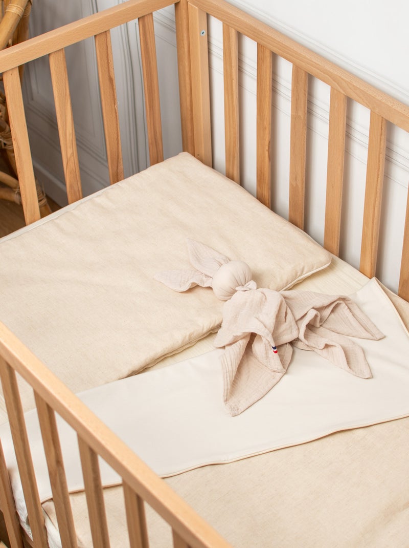 SEVIRA KIDS | Oreiller plat réversible en lin lavé Beige - Kiabi