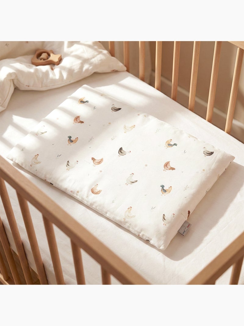 SEVIRA KIDS | Oreiller plat réversible en satin de coton GALLINA Ecru - Kiabi
