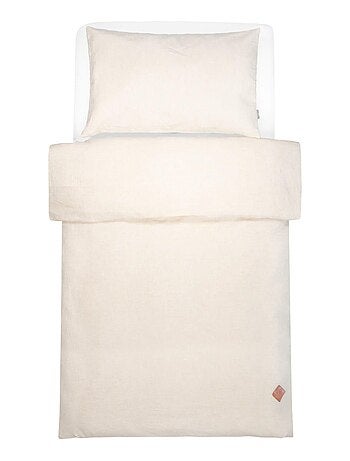 SEVIRA KIDS | Parure de lit bébé réversible housse de couette et taie d'oreiller en Lin lavé