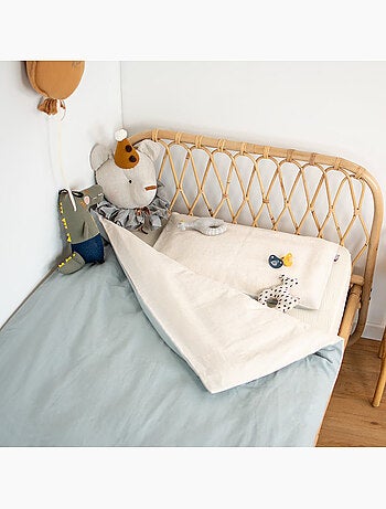 SEVIRA KIDS | Parure de lit bébé réversible housse de couette et taie d'oreiller en Lin lavé