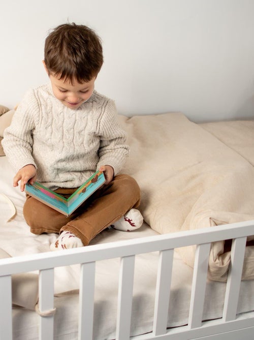 SEVIRA KIDS | Parure de lit bébé réversible housse de couette et taie d'oreiller en Lin lavé - Kiabi