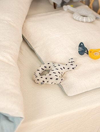 SEVIRA KIDS | Parure de lit bébé réversible housse de couette et taie d'oreiller en Lin lavé