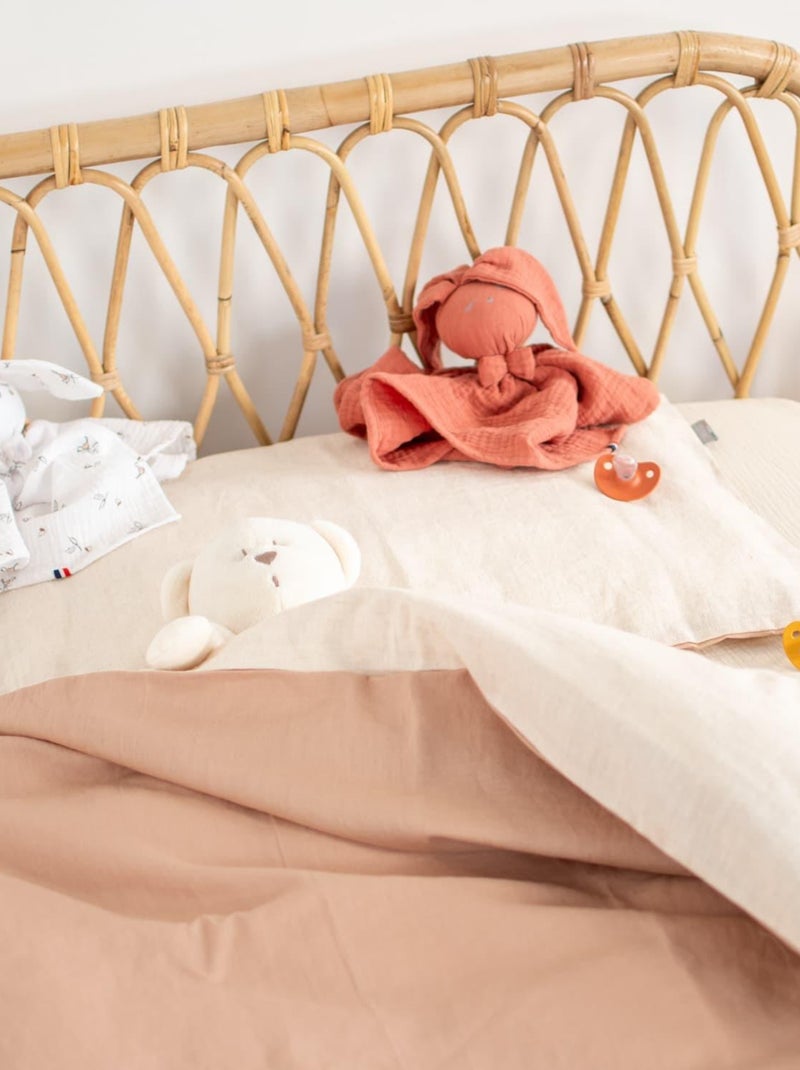 SEVIRA KIDS | Parure de lit bébé réversible housse de couette et taie d'oreiller en Lin lavé Ecru - Kiabi