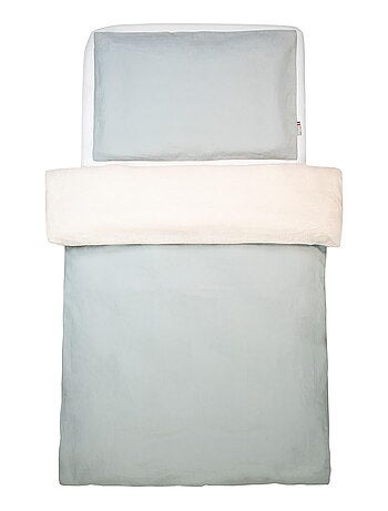 SEVIRA KIDS | Parure de lit bébé réversible housse de couette et taie d'oreiller en Lin lavé