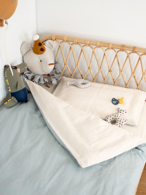 SEVIRA KIDS | Parure de lit bébé réversible housse de couette et taie d'oreiller en Lin lavé - Kiabi