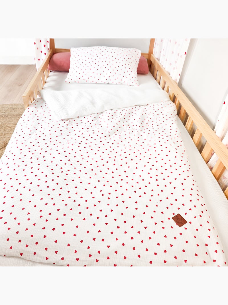 SEVIRA KIDS | Parure de lit en gaze de coton réversible Lovio Rouge - Kiabi