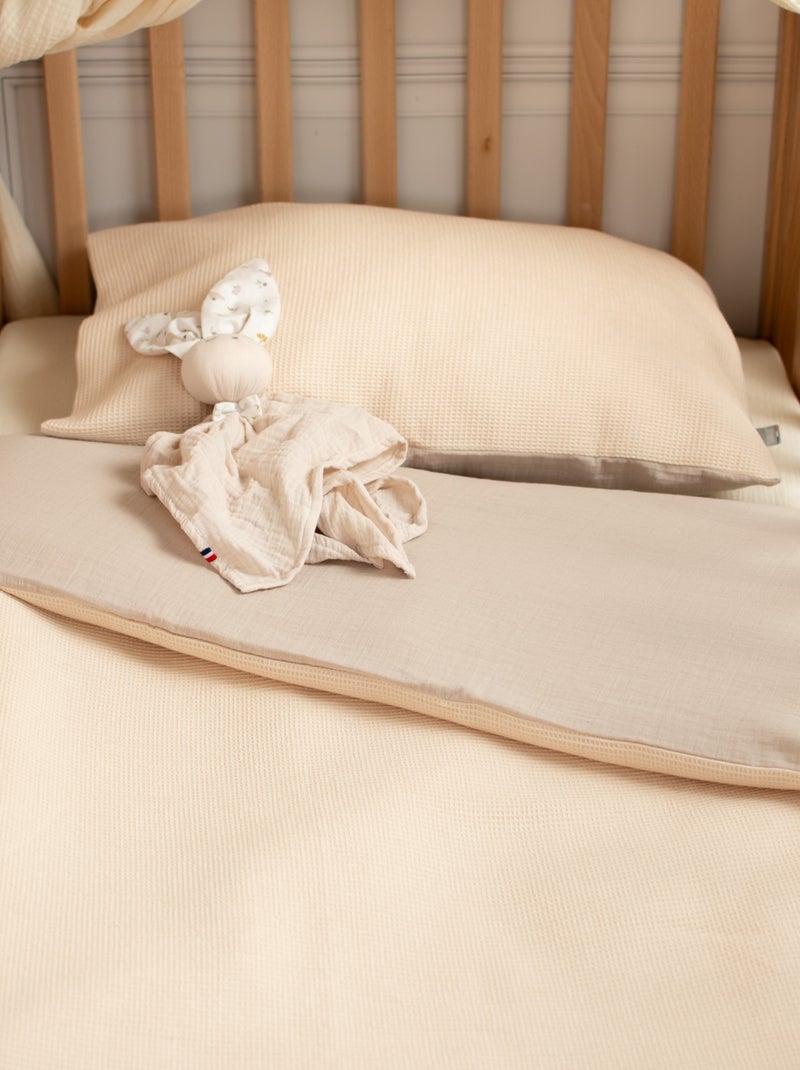 SEVIRA KIDS | Parure de lit réversible gaze de coton & nid d'abeille Beige - Kiabi