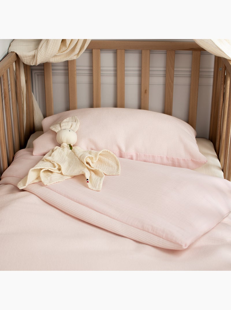 SEVIRA KIDS | Parure de lit réversible gaze de coton & nid d'abeille Rose - Kiabi