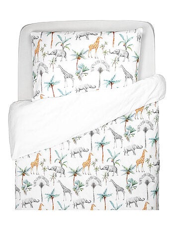 SEVIRA KIDS | Parure réversible housse de couette + taie d'oreiller enfant Safari