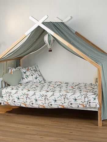 SEVIRA KIDS | Parure réversible housse de couette + taie d'oreiller enfant Safari