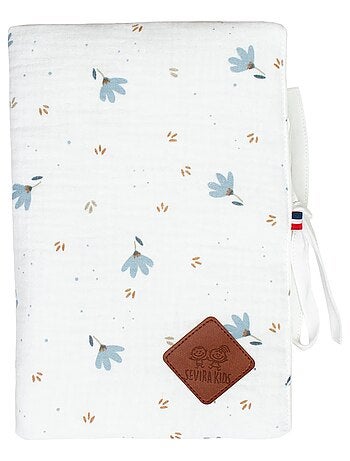 SEVIRA KIDS | Protège carnet de santé bébé en gaze de coton Bleuet