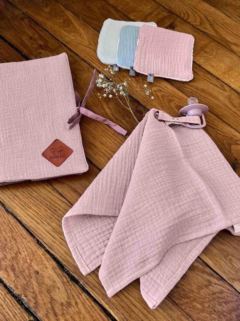 SEVIRA KIDS | Protège carnet de santé en gaze de coton Jeanne Vieux rose - Kiabi
