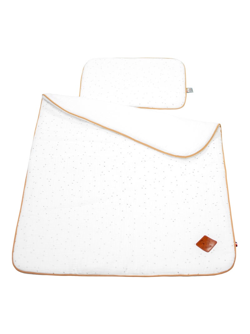 SEVIRA KIDS | Set berceau couverture et coussin en gaze de coton Jeanne Blanc Doré - Kiabi