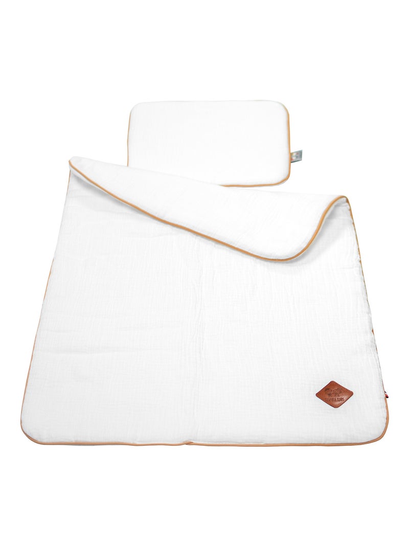 SEVIRA KIDS | Set berceau couverture et coussin en gaze de coton Jeanne Blanc - Kiabi