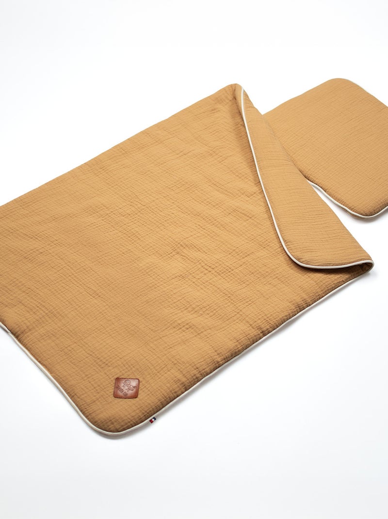 SEVIRA KIDS | Set berceau couverture et coussin en gaze de coton Jeanne Marron clair - Kiabi
