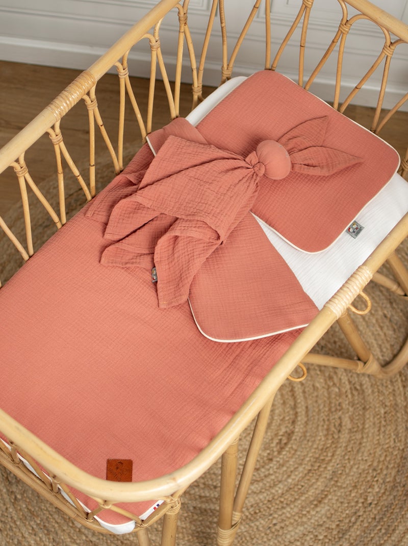 SEVIRA KIDS | Set berceau couverture et coussin en gaze de coton Jeanne Marron - Kiabi