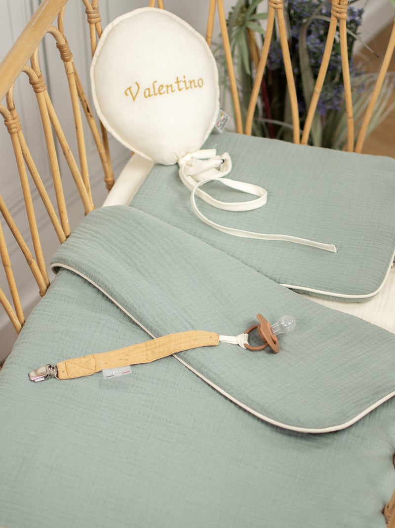 SEVIRA KIDS | Set berceau couverture et coussin en gaze de coton Jeanne Vert d'eau - Kiabi