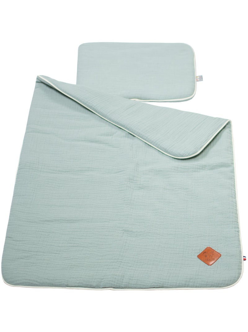 SEVIRA KIDS | Set berceau couverture et coussin en gaze de coton Jeanne Vert d'eau - Kiabi