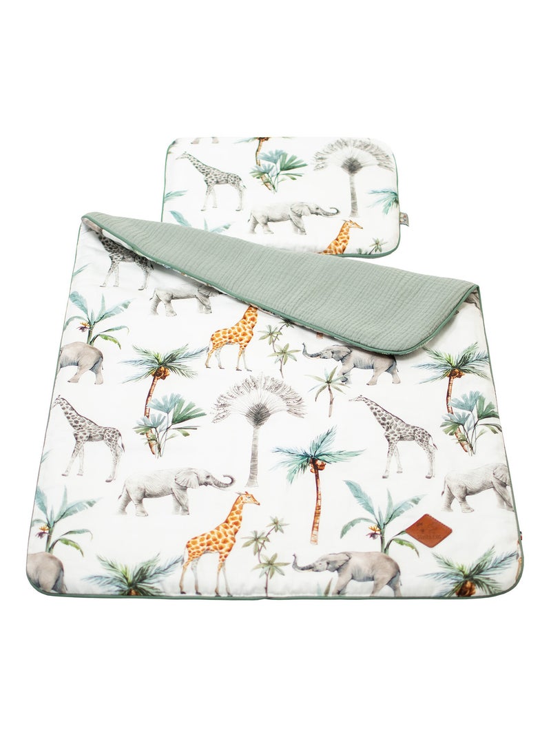 SEVIRA KIDS | Set couverture et coussin pour berceau et couffin Safari Vert d'eau - Kiabi