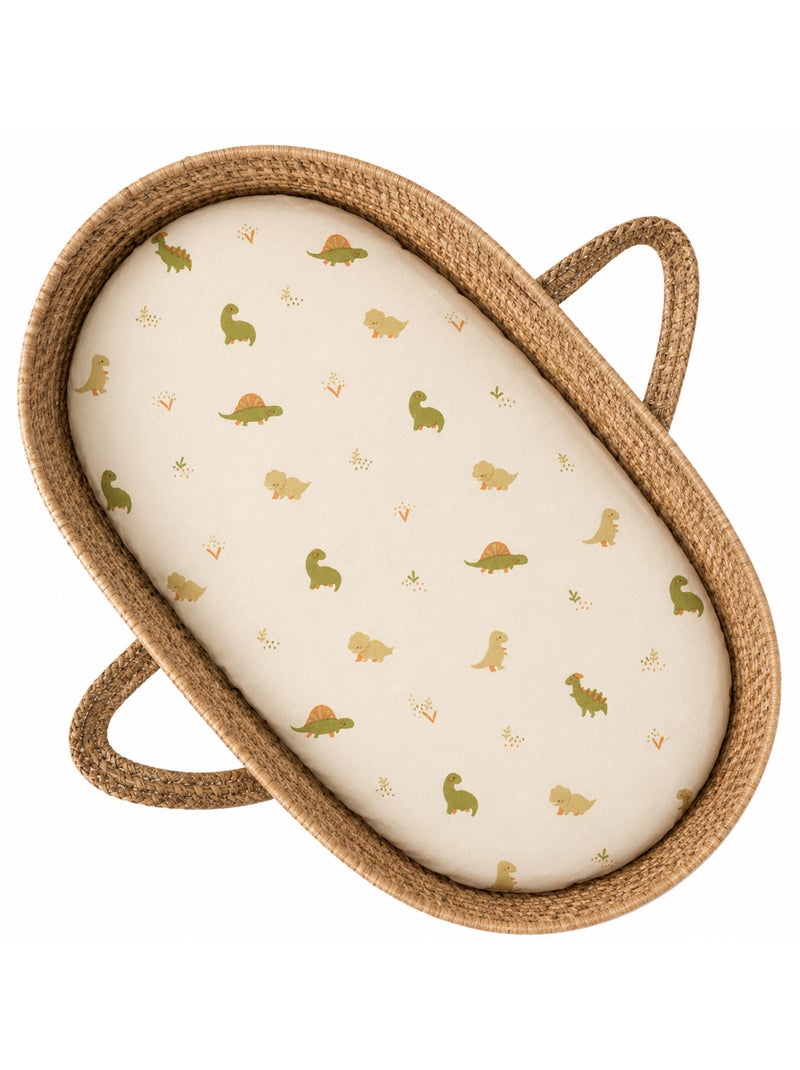 SEVIRA KIDS | Set de 2 draps housse pour couffin en gaze de coton Dino Ecru - Kiabi