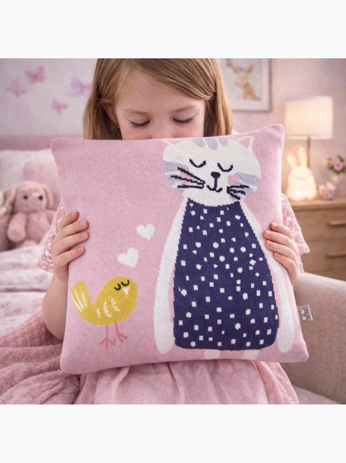 SEVIRA KIDS | Taie de coussin en coton tricoté Chat - Kiabi