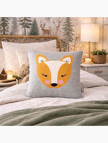 SEVIRA KIDS | Taie de coussin en coton tricoté RENARD